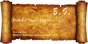 Bakányi Imre névjegykártya